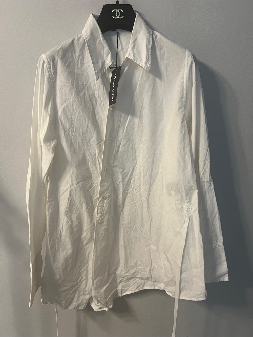 Ann Demeulemeester White Long-Sleeve Button Shirt